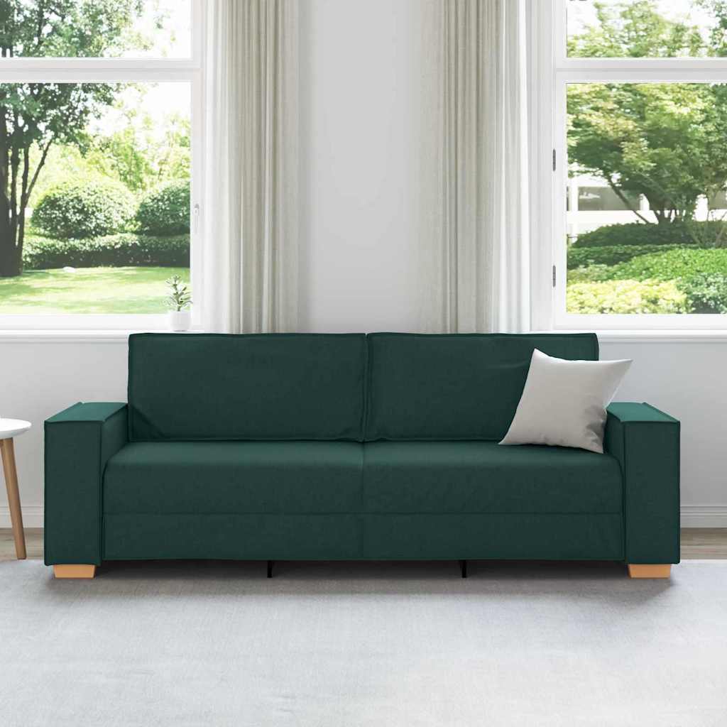 3-Seater Sofa with Cushion Dark green Fabric
