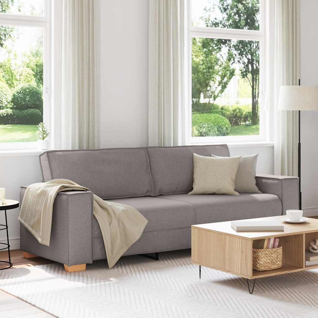 3-Seater Sofa with Cushion Taupe Fabric