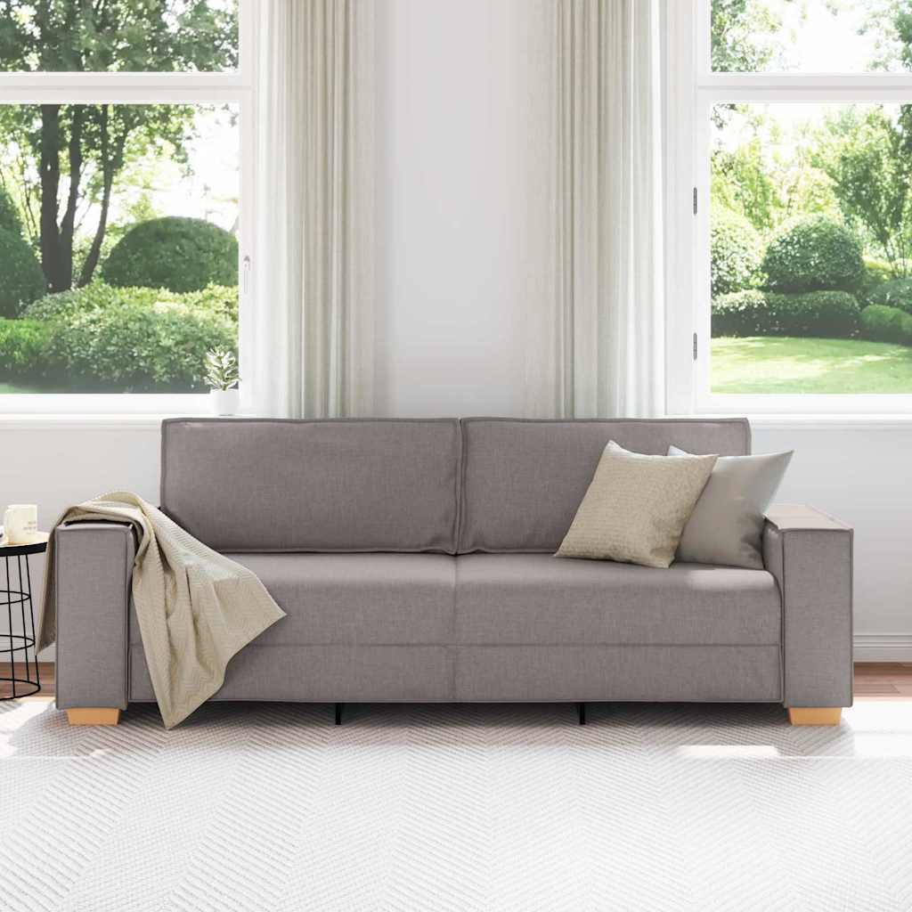 3-Seater Sofa with Cushion Taupe Fabric