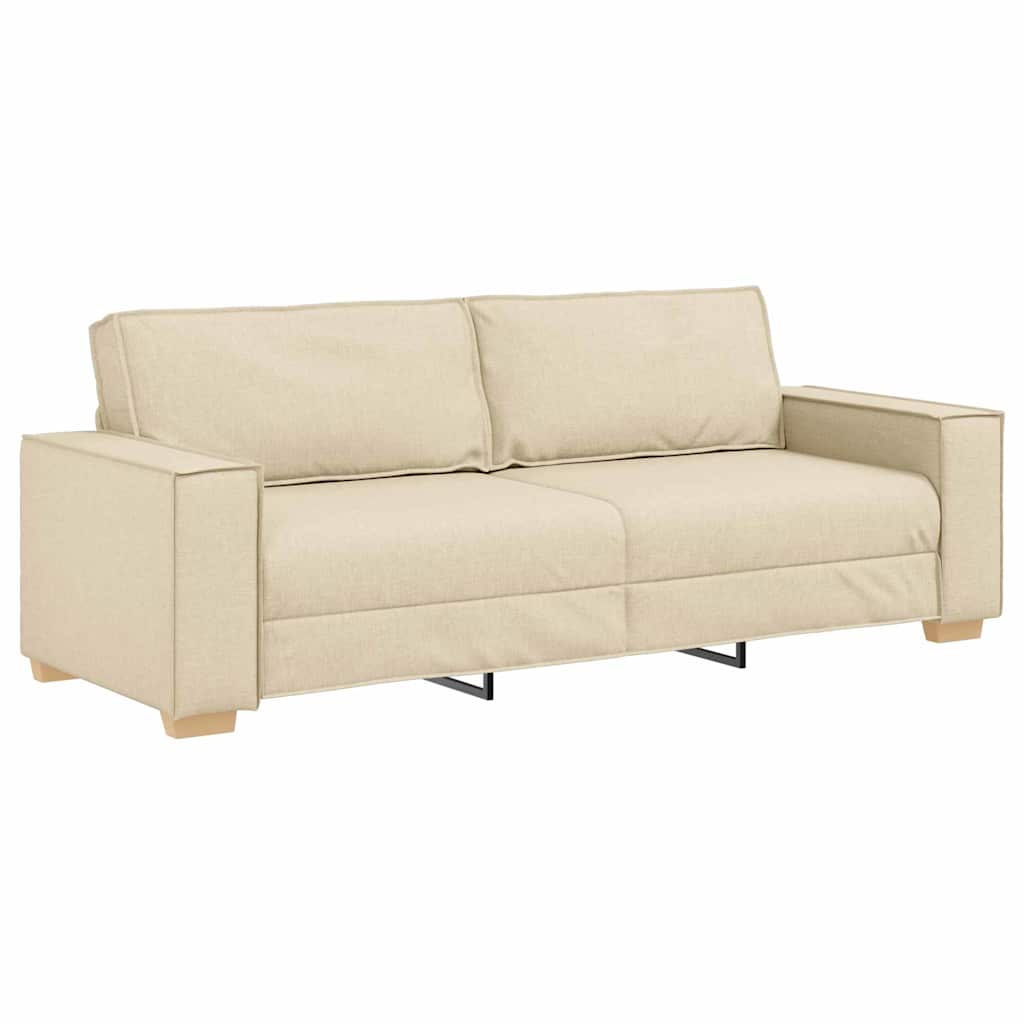 3-Seater Sofa with Cushion Cream Fabric