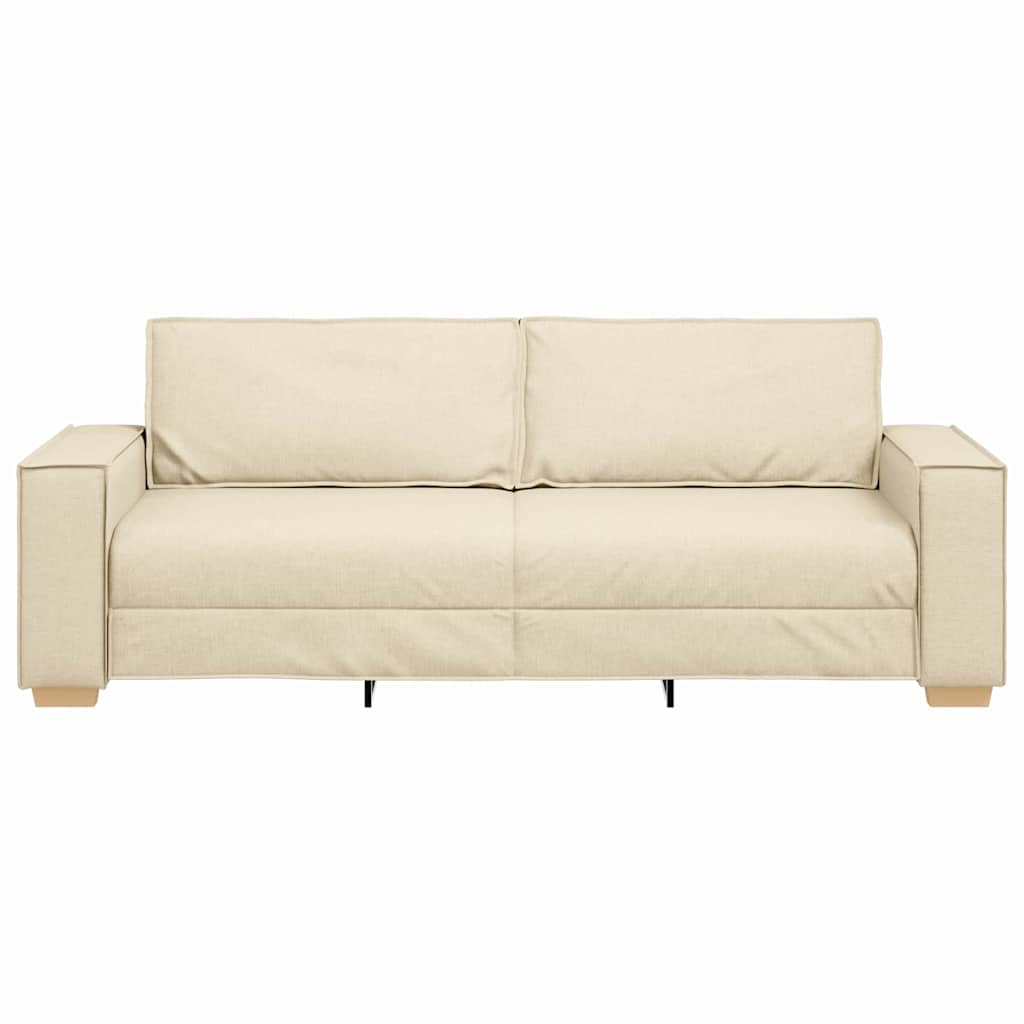 3-Seater Sofa with Cushion Cream Fabric