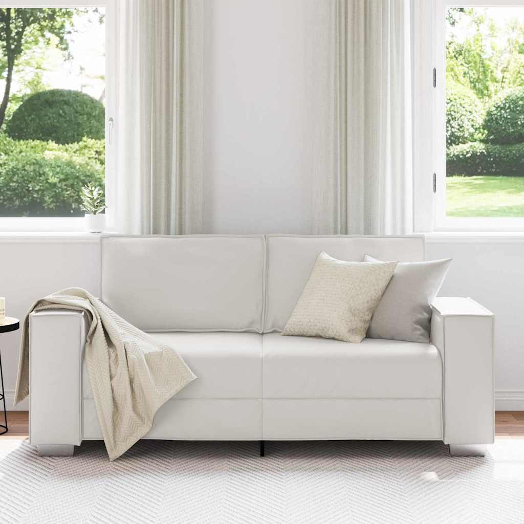 Loveseat Sofa 140 cm with Cushion White Faux leather
