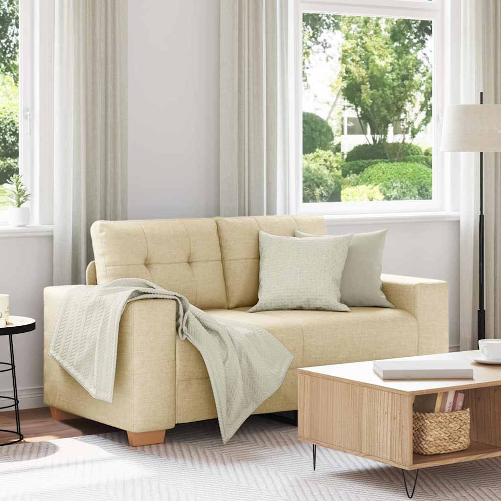 Loveseat Sofa with Cushion Cream Fabric