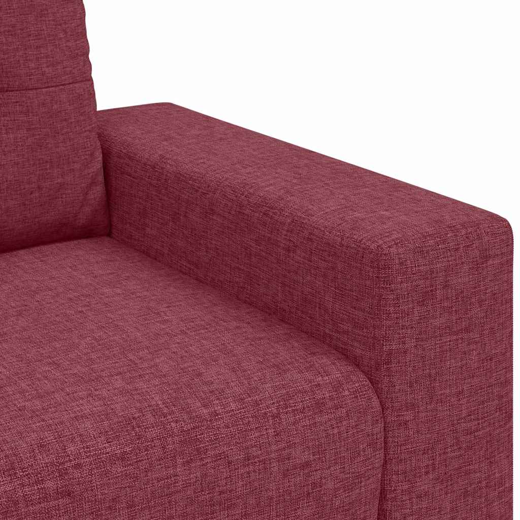 3-Seater Sofa with Cushion Wine red Fabric