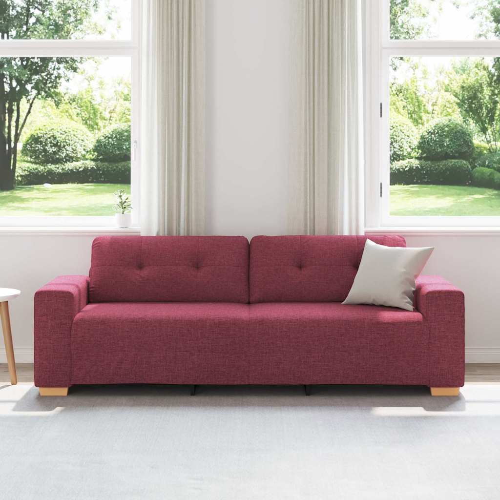 3-Seater Sofa with Cushion Wine red Fabric