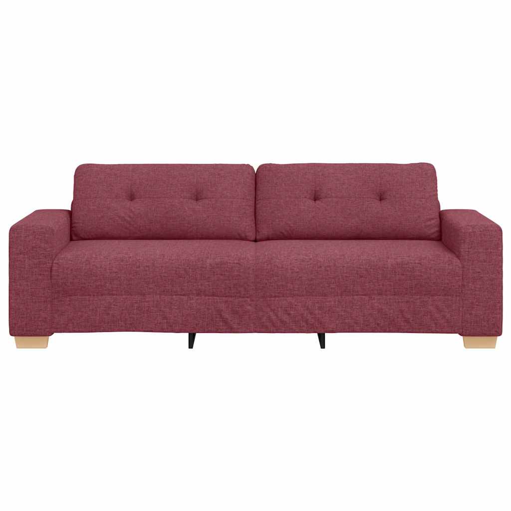 3-Seater Sofa with Cushion Wine red Fabric