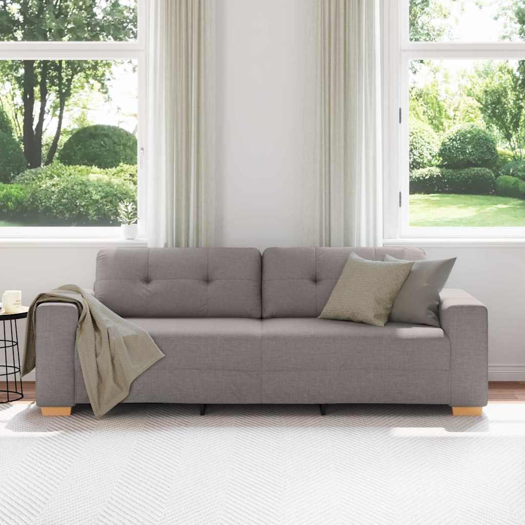 3-Seater Sofa with Cushion Taupe Fabric