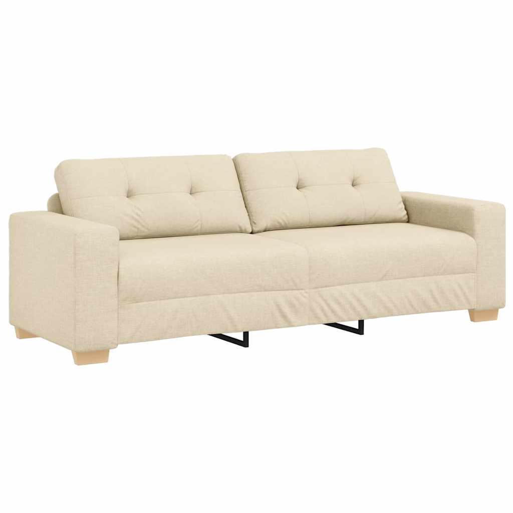 3-Seater Sofa with Cushion Cream Fabric