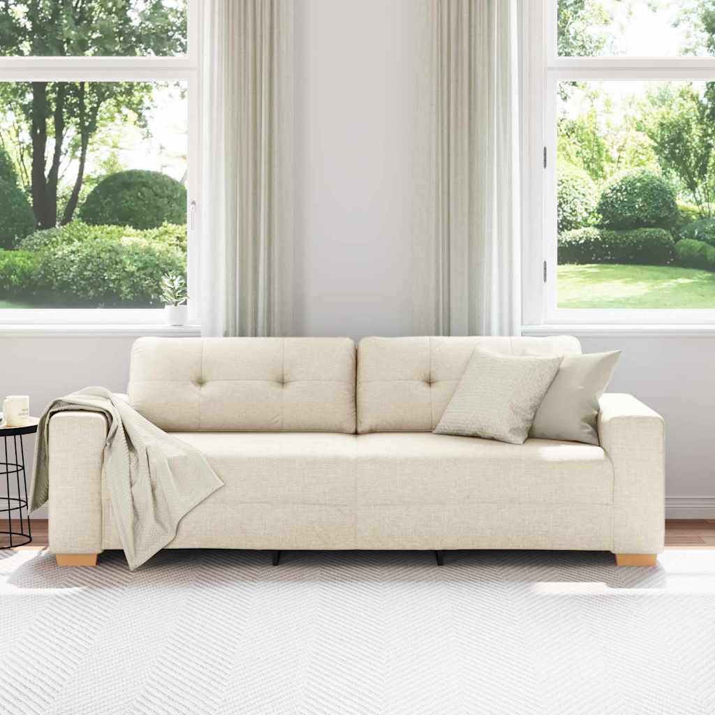 Sofa with Cushion with Pillow Beige 220 x 78 x 84 cm Linen