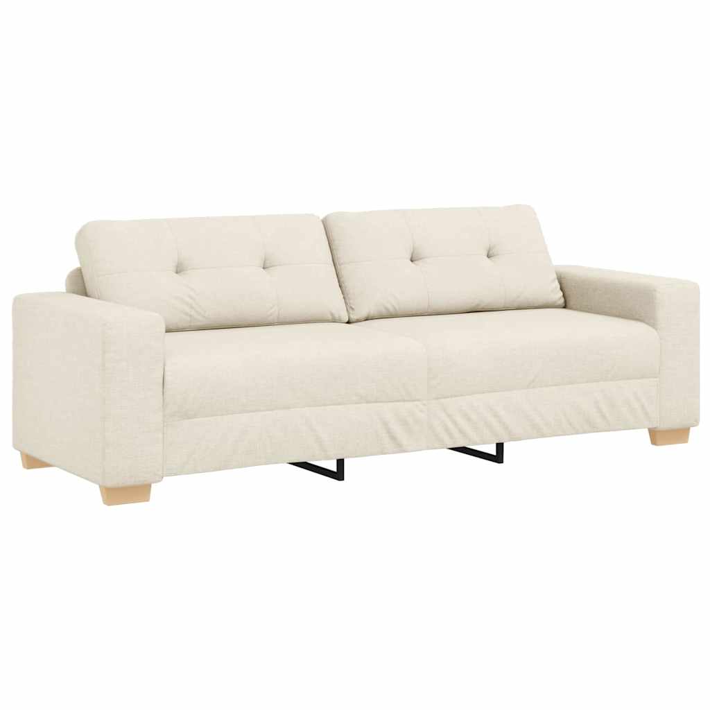 Sofa with Cushion with Pillow Beige 220 x 78 x 84 cm Linen