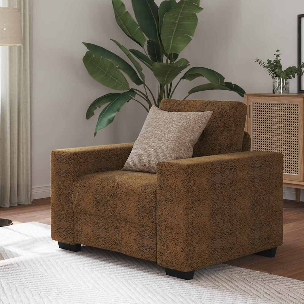 Sofa Chair with Cushion Brown [Faux leather and Wood]