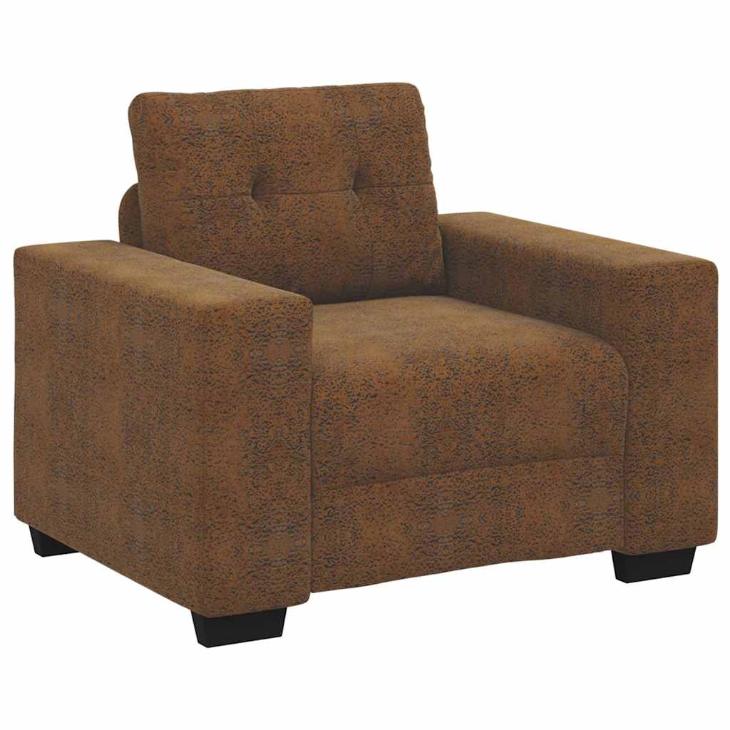 Sofa Chair with Cushion Brown [Faux leather and Wood]