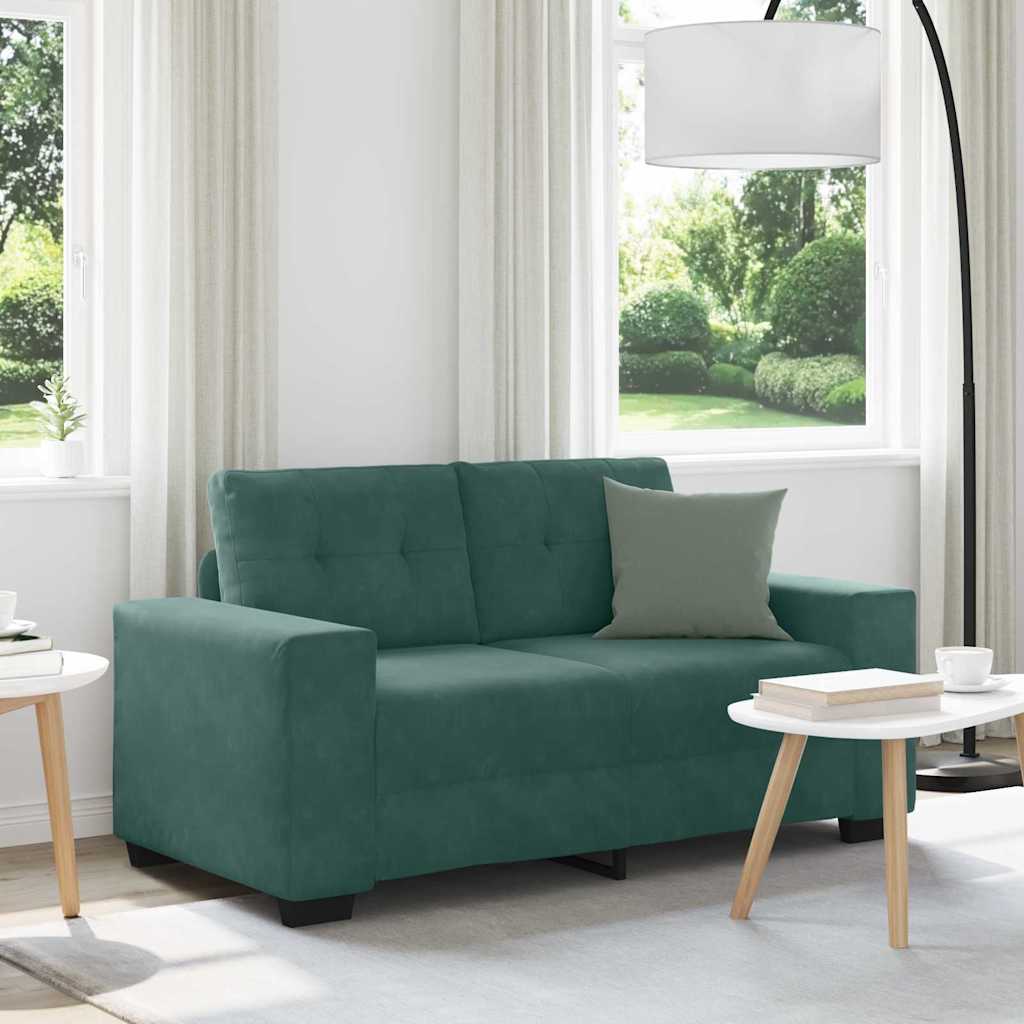 Loveseat Sofa with Cushion Dark green Velvet