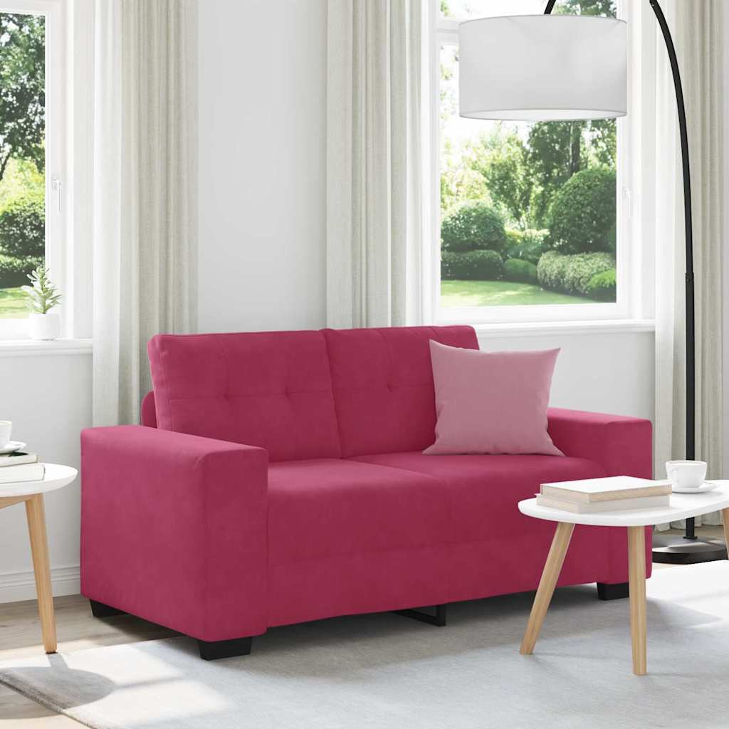 Loveseat Sofa with Cushion Wine red Velvet