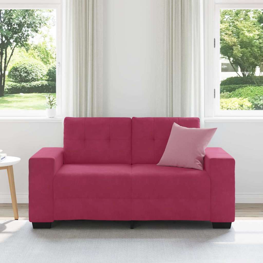 Loveseat Sofa with Cushion Wine red Velvet