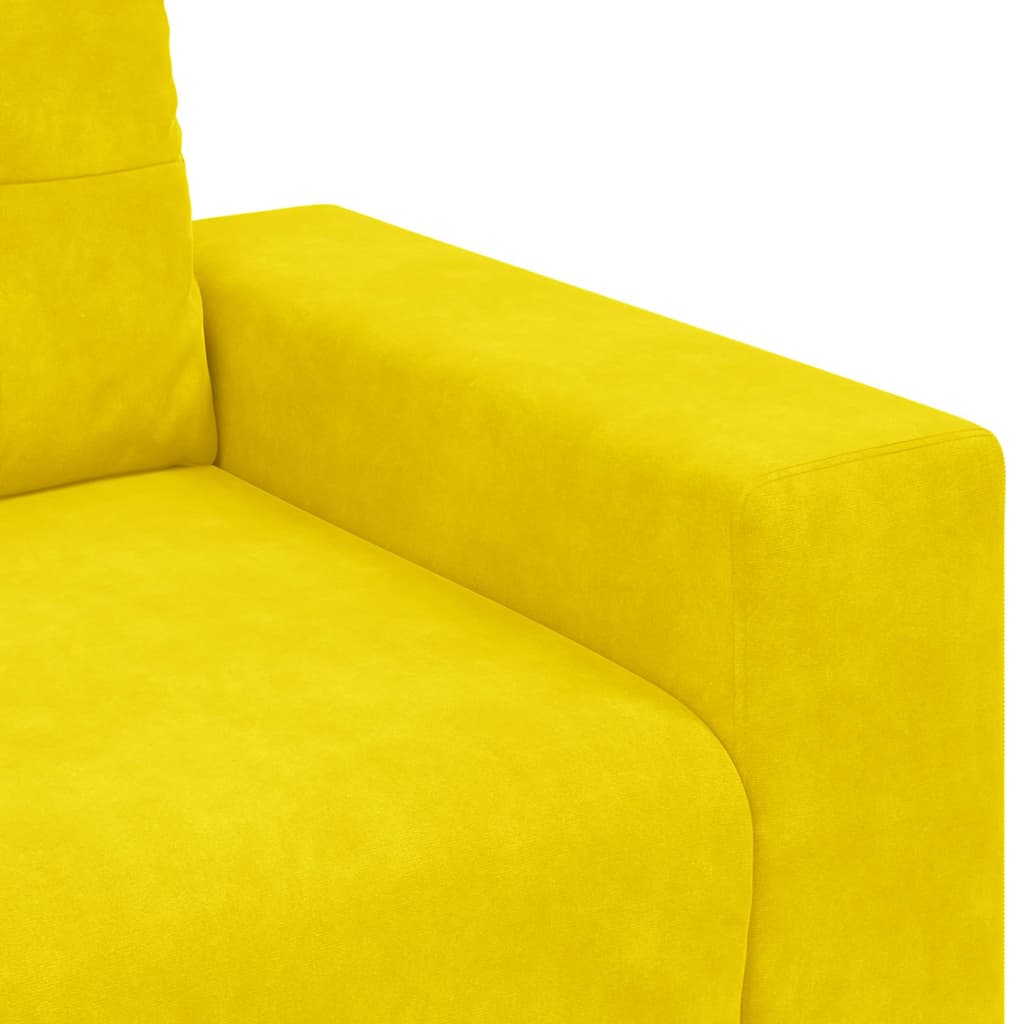 Loveseat Sofa with Cushion Yellow Velvet