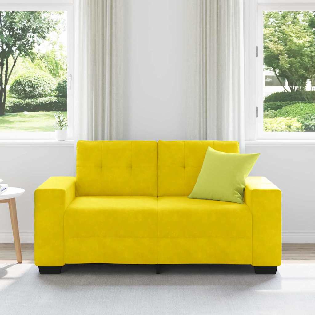Loveseat Sofa with Cushion Yellow Velvet