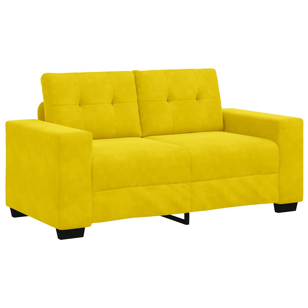 Loveseat Sofa with Cushion Yellow Velvet