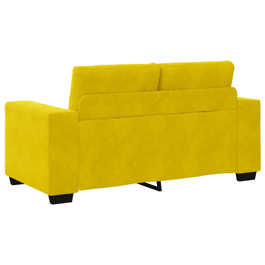 Loveseat Sofa with Cushion Yellow Velvet