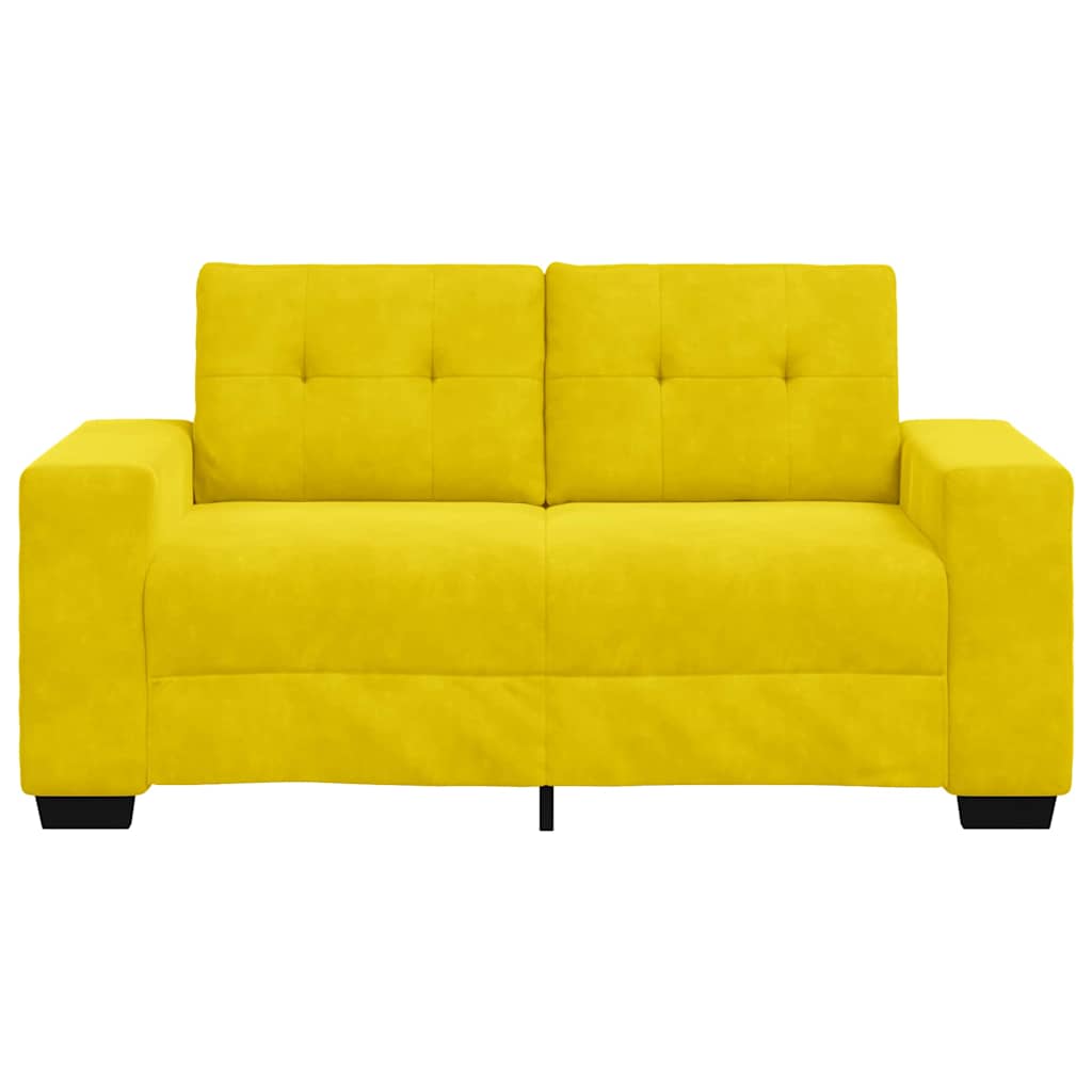 Loveseat Sofa with Cushion Yellow Velvet