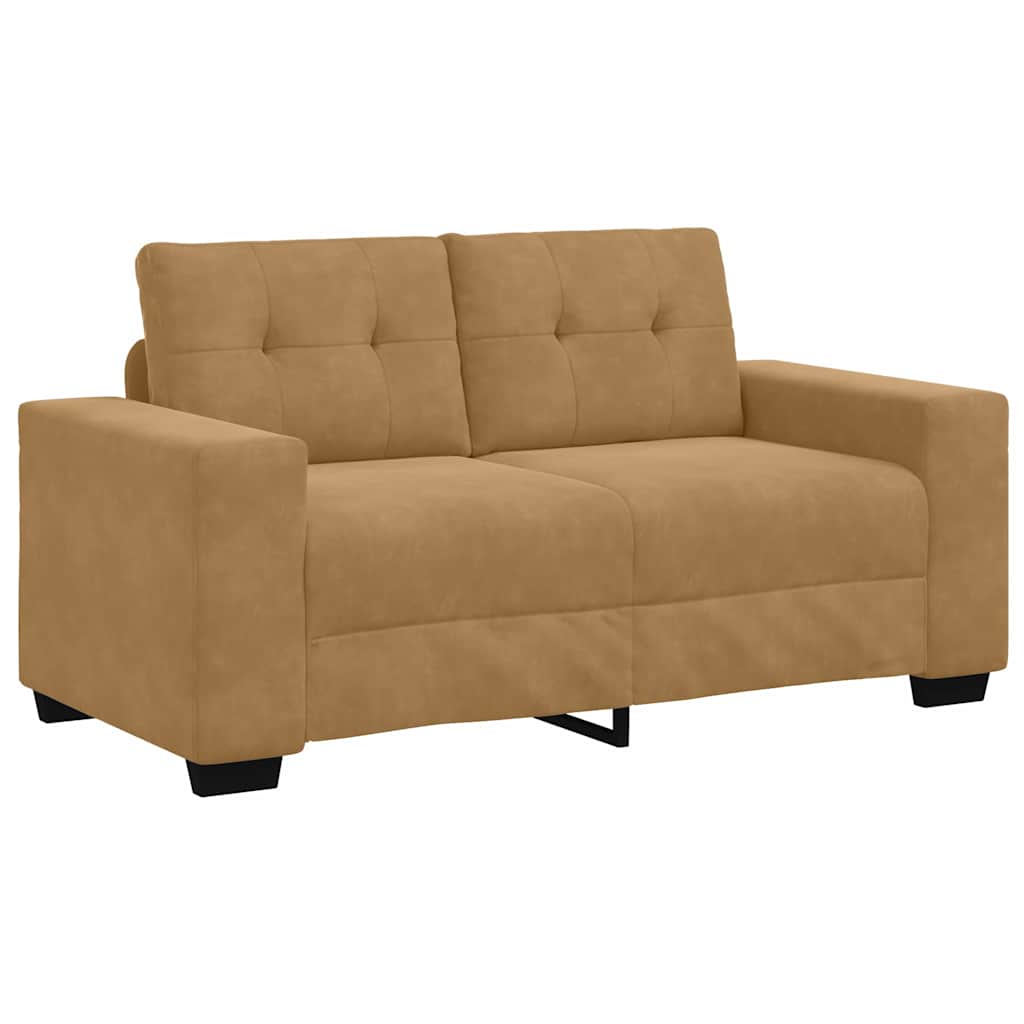 Loveseat Sofa with Cushion Brown Velvet