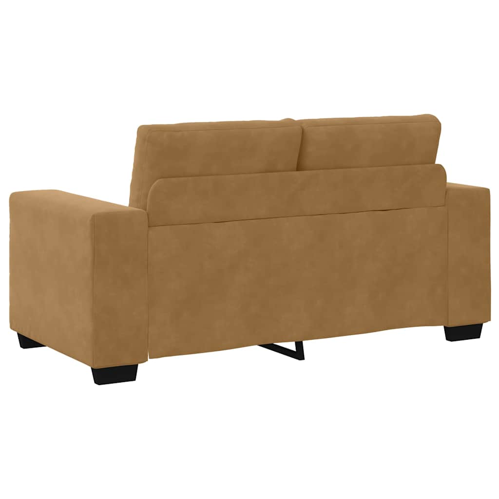 Loveseat Sofa with Cushion Brown Velvet