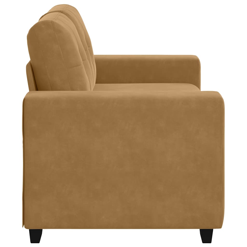 Loveseat Sofa with Cushion Brown Velvet