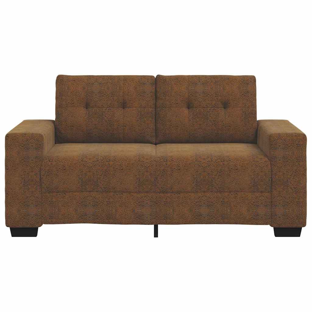 Loveseat Sofa with Cushion Brown Faux leather