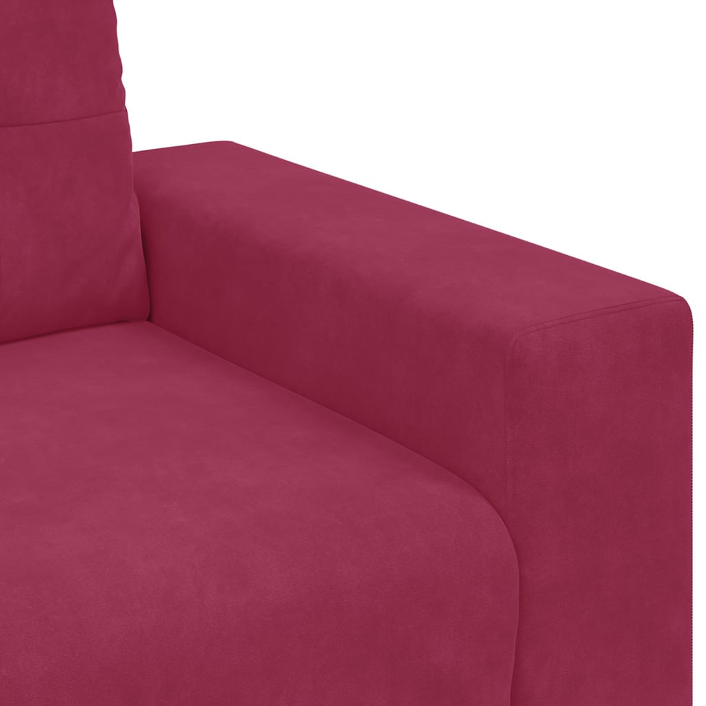 3-Seater Sofa with Cushion Wine red Velvet