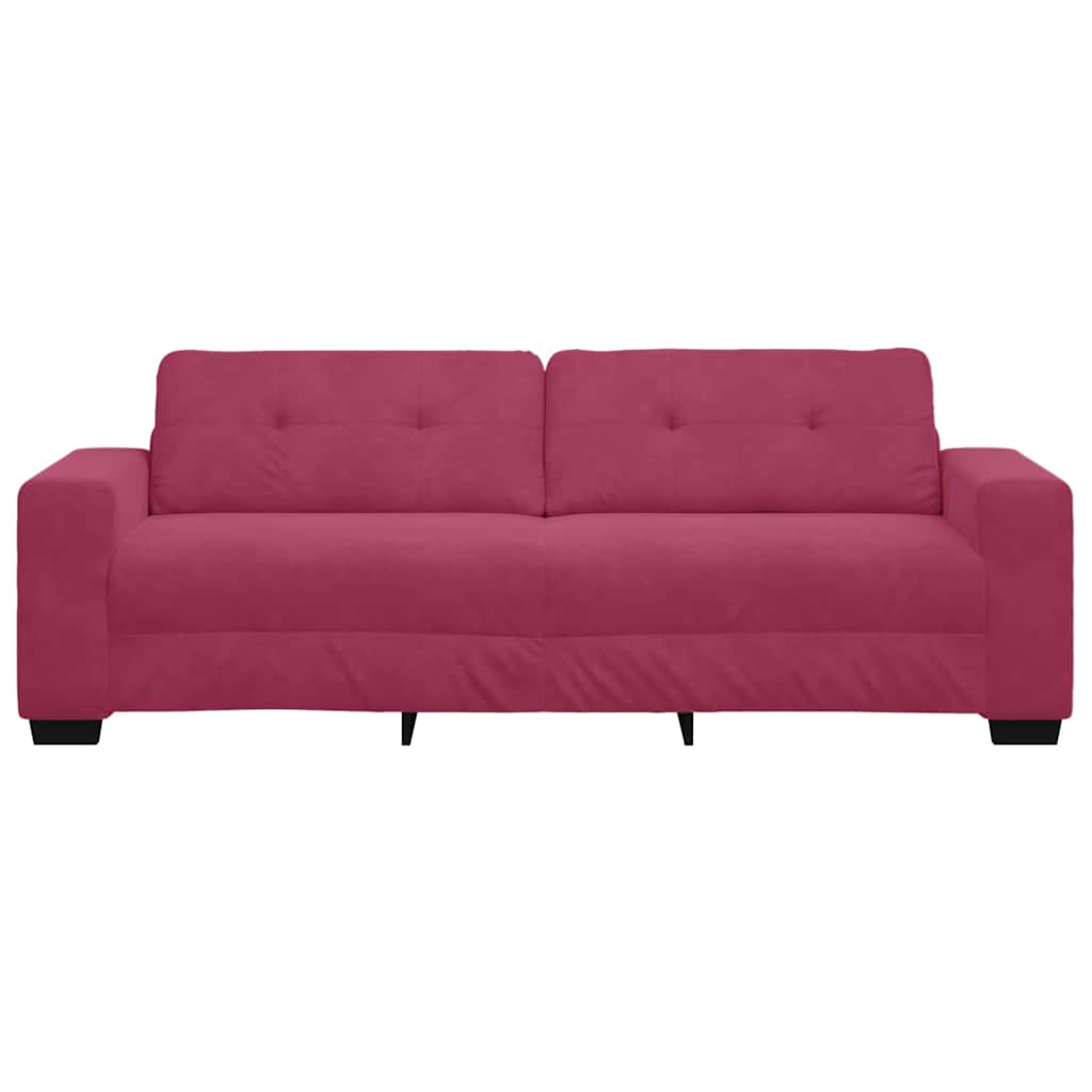3-Seater Sofa with Cushion Wine red Velvet
