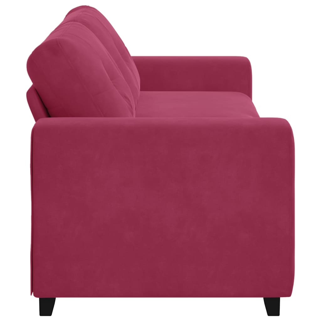 3-Seater Sofa with Cushion Wine red Velvet