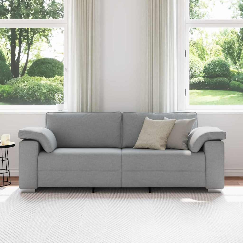 Sofa with Cushion Light grey 219 x 77 x 82 cm Fabric