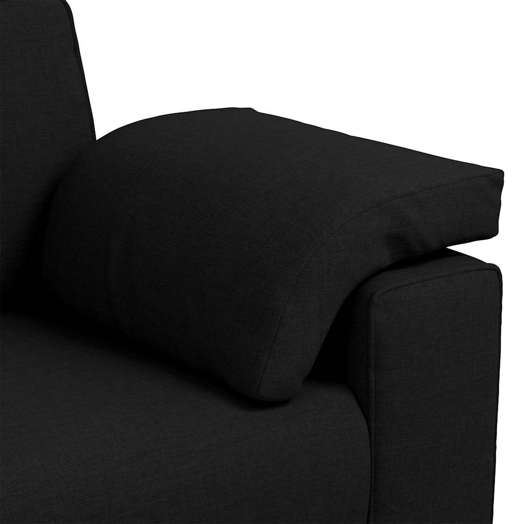 Sofa with Cushion Black 219 x 77 x 82 cm Fabric