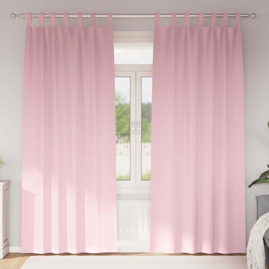 Blackout Curtains with Rings Baby Pink Polyester
