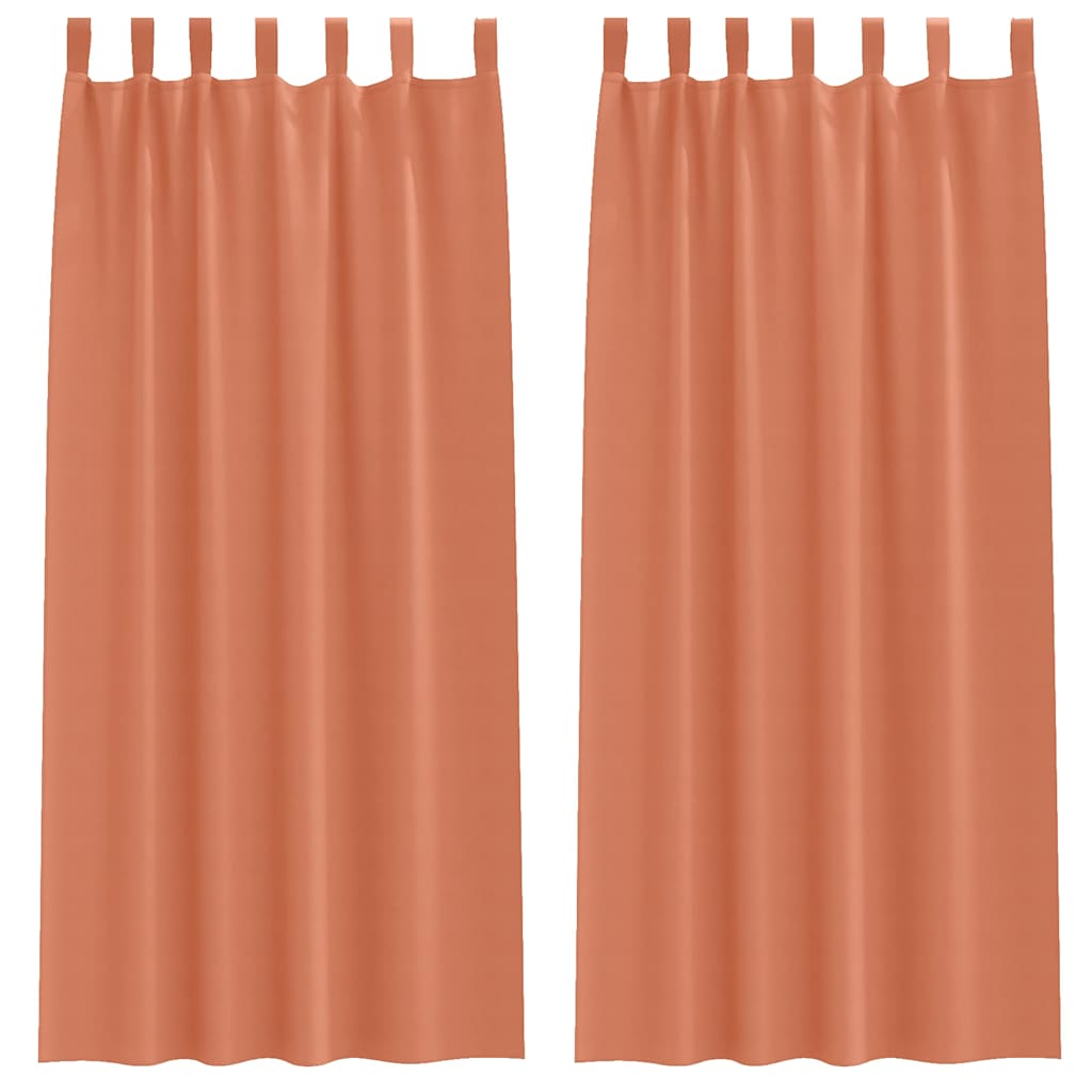 Blackout Curtains with Rings Terracotta Polyester