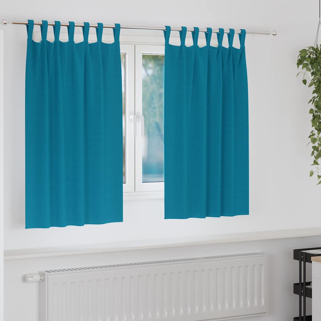 Blackout Curtains with Rings Turquoise Polyester