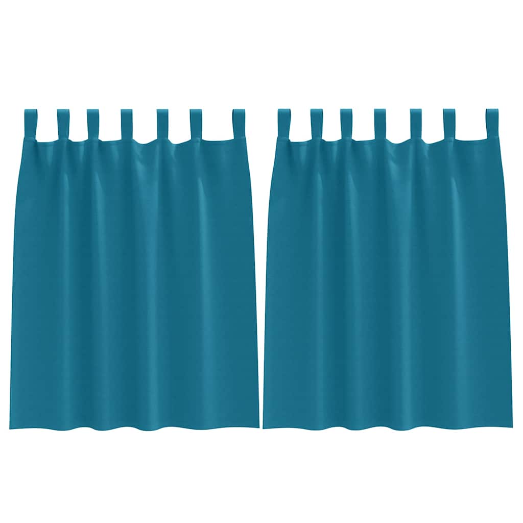 Blackout Curtains with Rings Turquoise Polyester