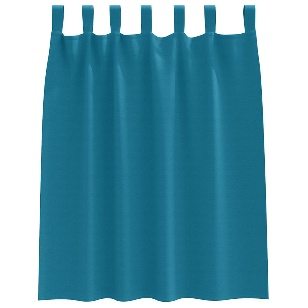 Blackout Curtains with Rings Turquoise Polyester