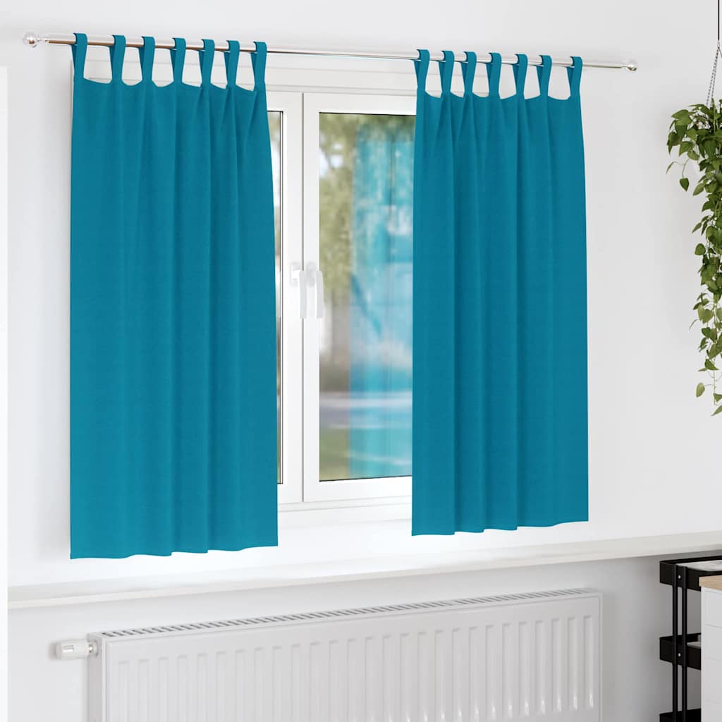 Blackout Curtains with Rings Turquoise Polyester