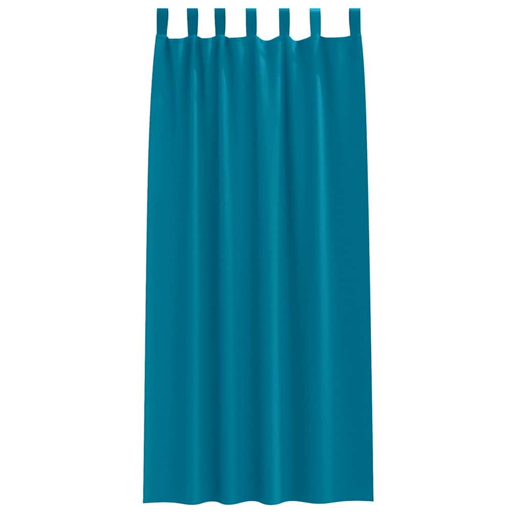Blackout Curtains with Rings Turquoise Polyester