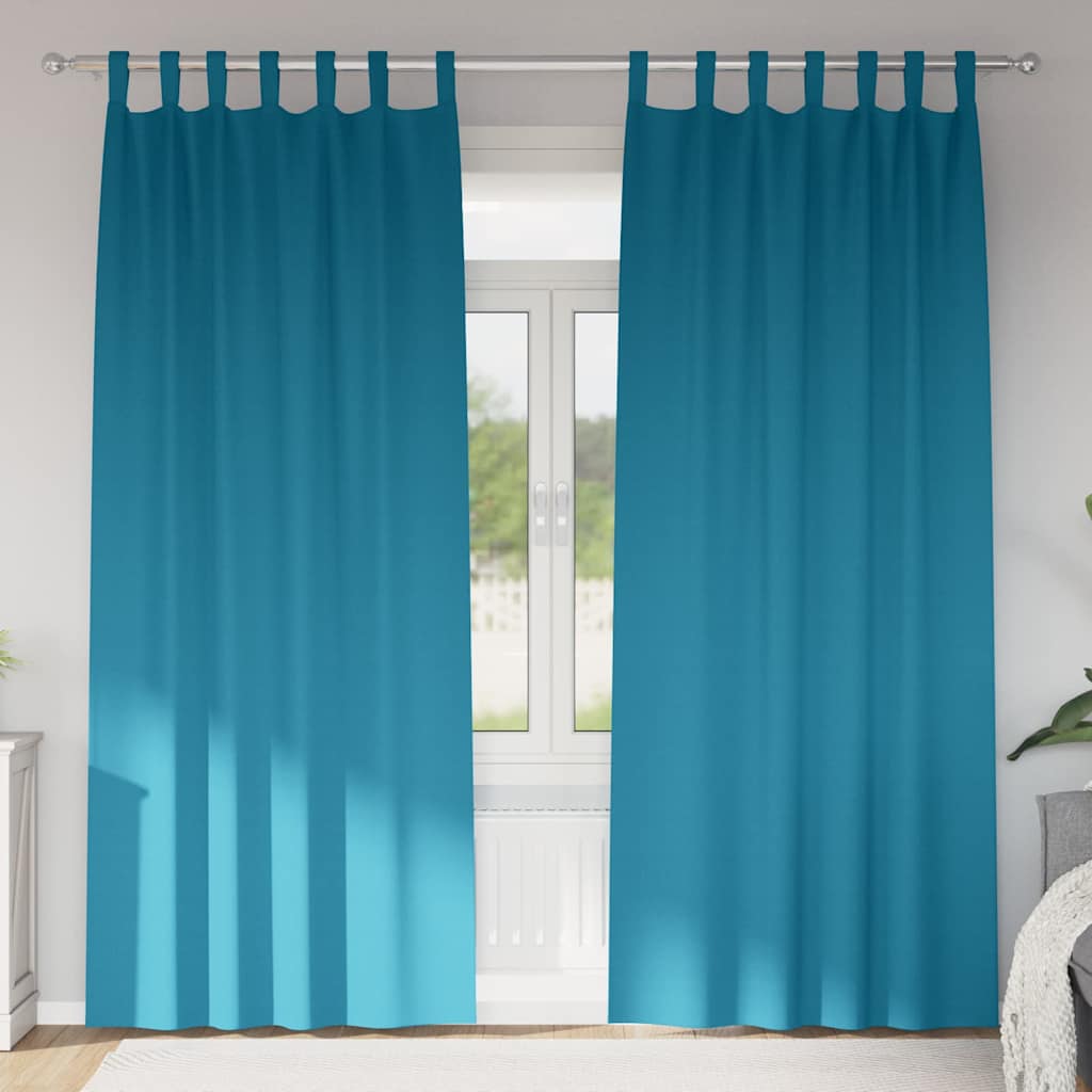 Blackout Curtains with Rings Turquoise Polyester