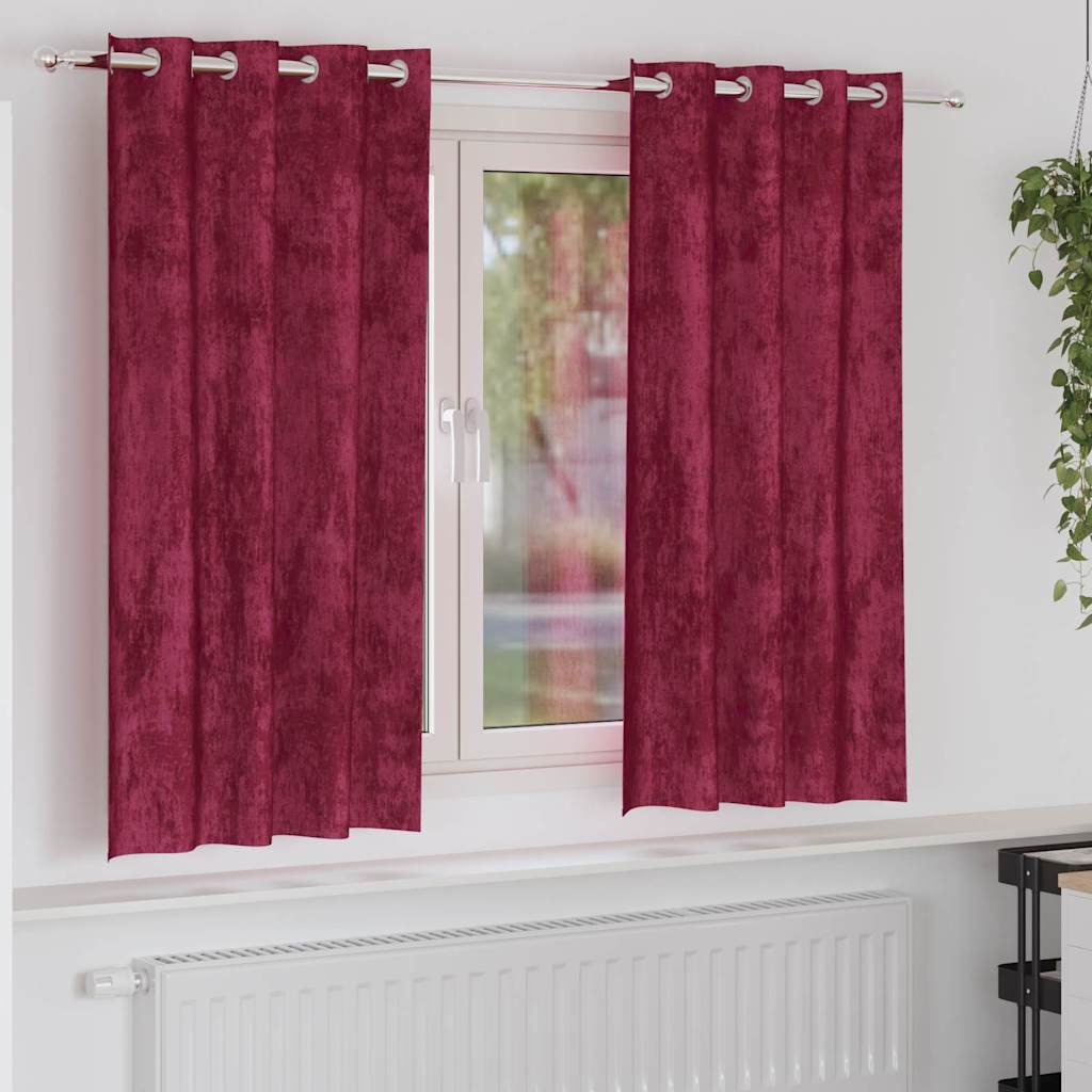 Curtain with Curtains 2 pcs Wine Red 175 x 140 cm Velvet