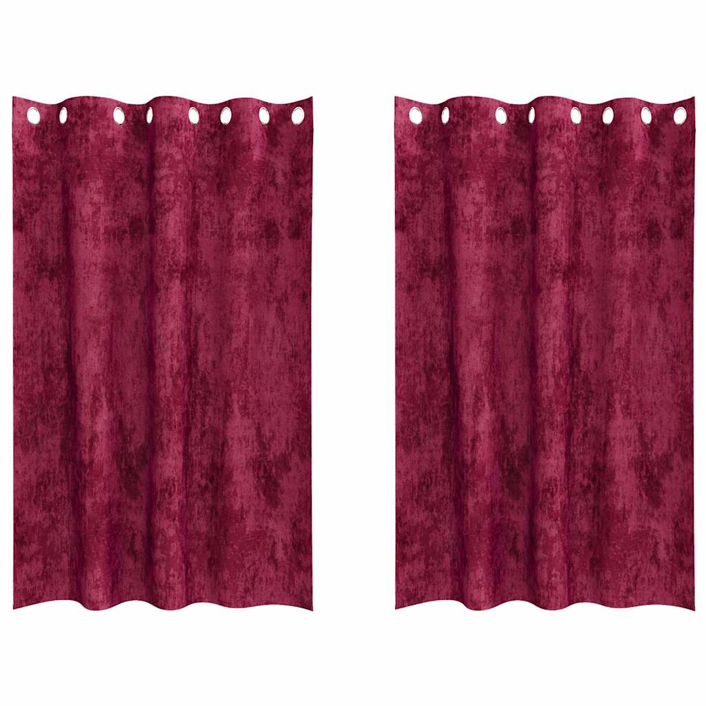 Curtain with Curtains 2 pcs Wine Red 175 x 140 cm Velvet