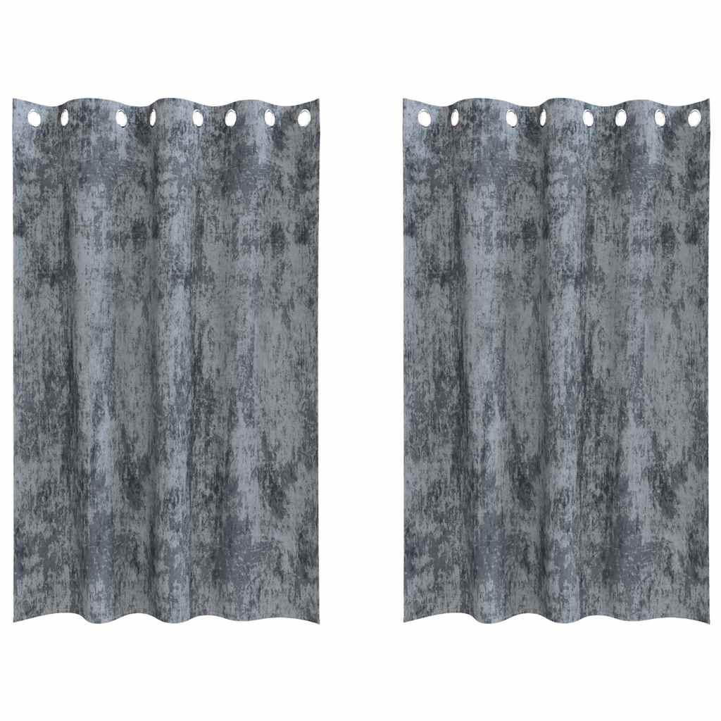 Curtain with Curtains 2 pcs Silver Grey 175 x 140 cm Velvet