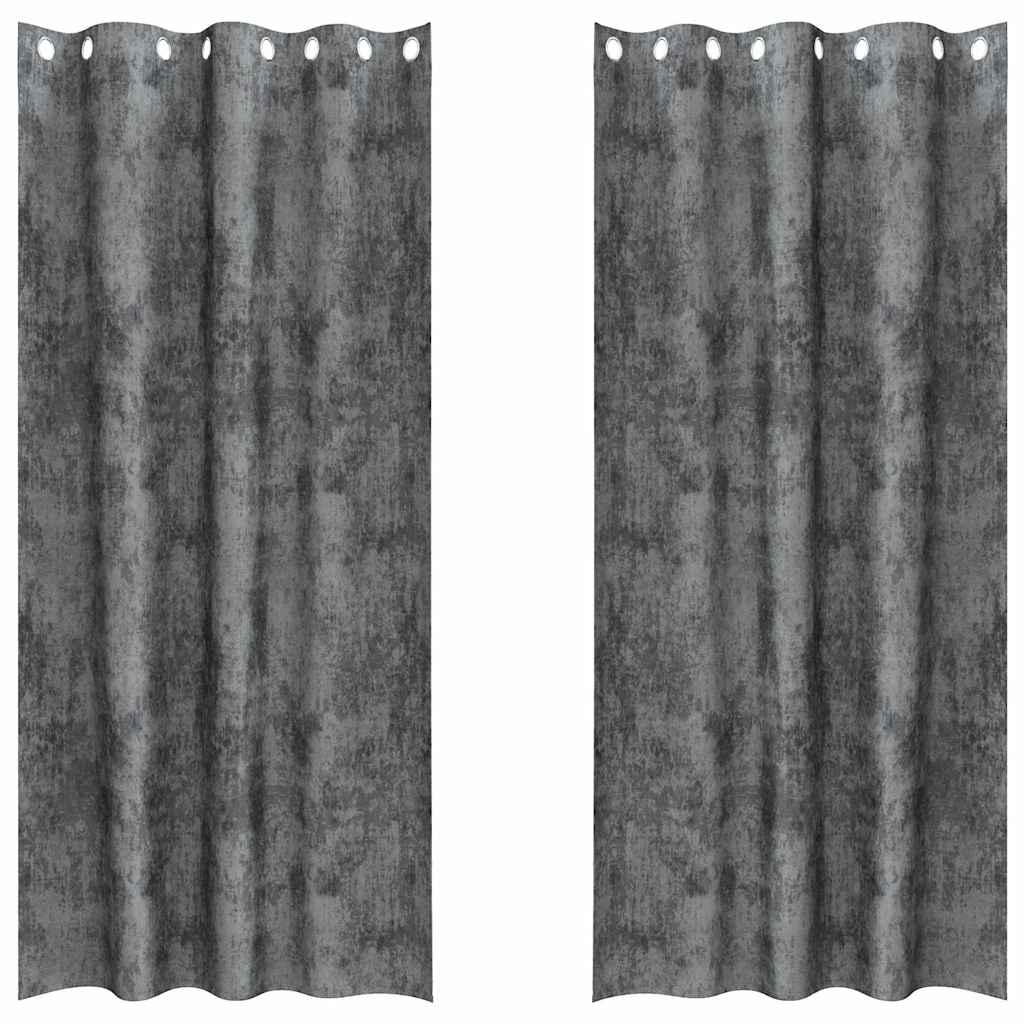 Curtain with Curtains 2 pcs Grey 260 x 140 cm Velvet