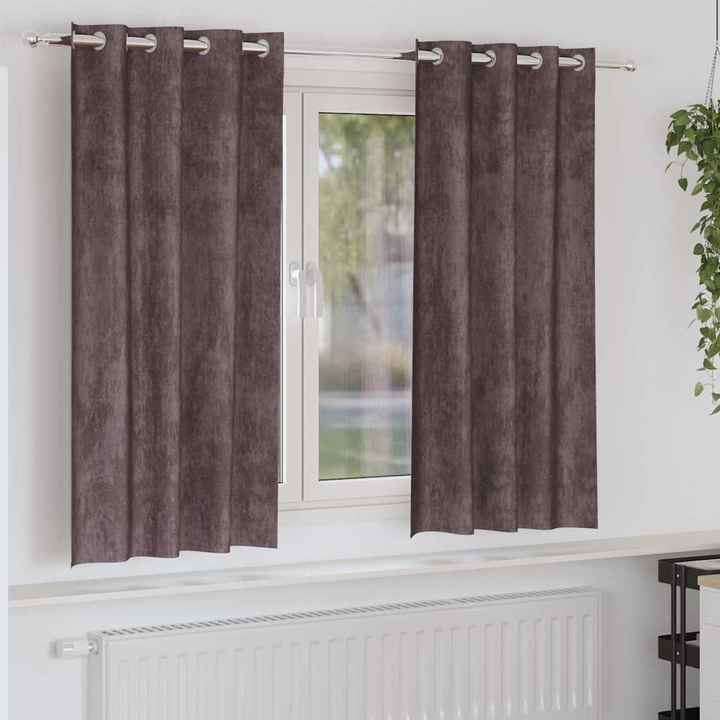 Curtain with Curtains 2 pcs Brown 175 x 140 cm Velvet
