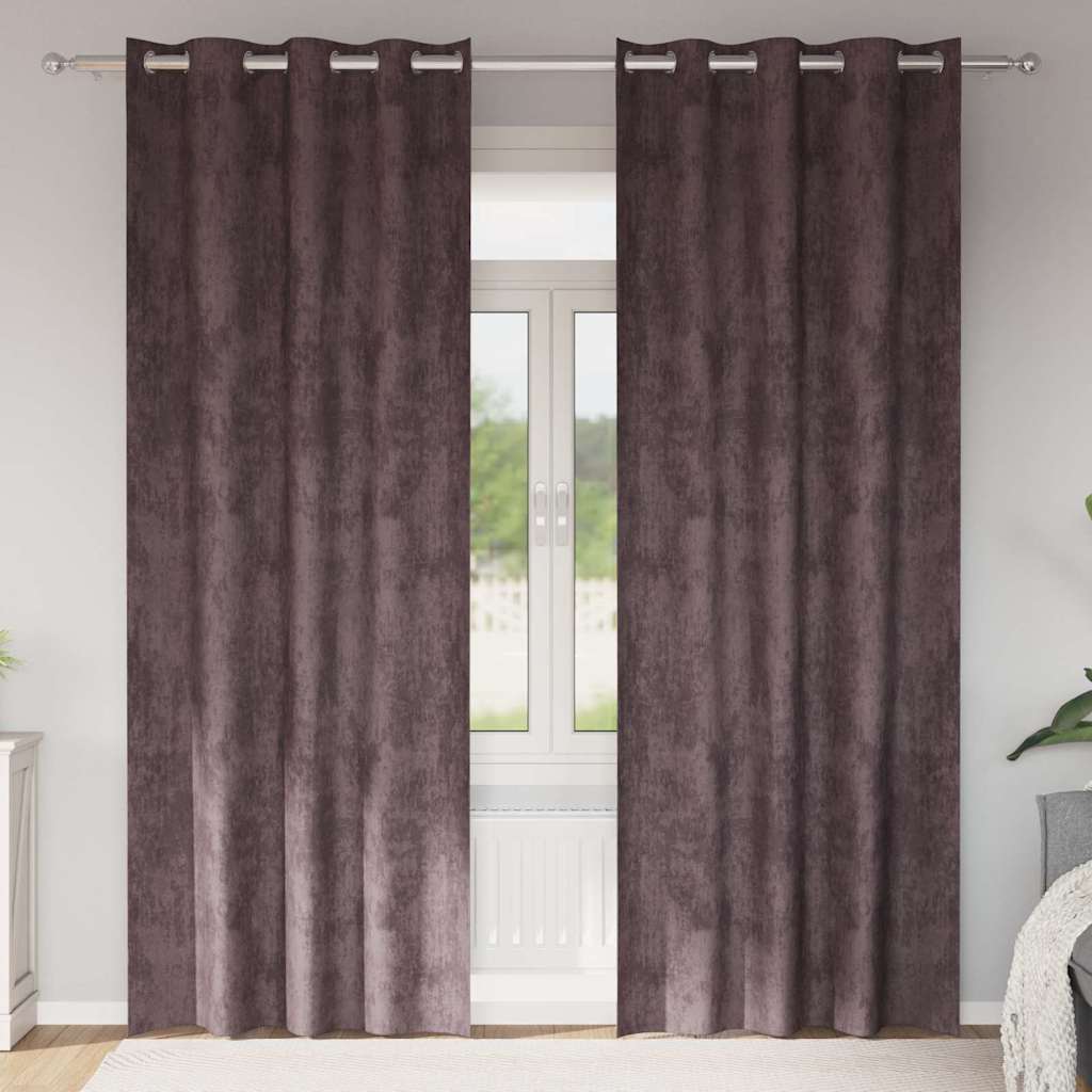 Curtain with Curtains 2 pcs Brown 225 x 140 cm Velvet