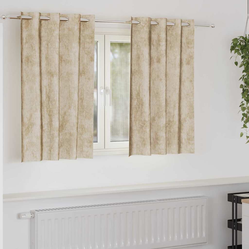 Curtain with Curtains 2 pcs Cream 140 x 140 cm Velvet