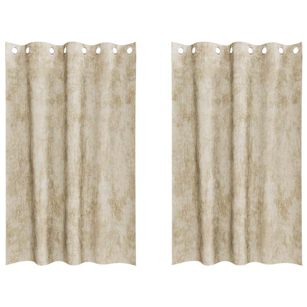 Curtain with Curtains 2 pcs Cream 175 x 140 cm Velvet