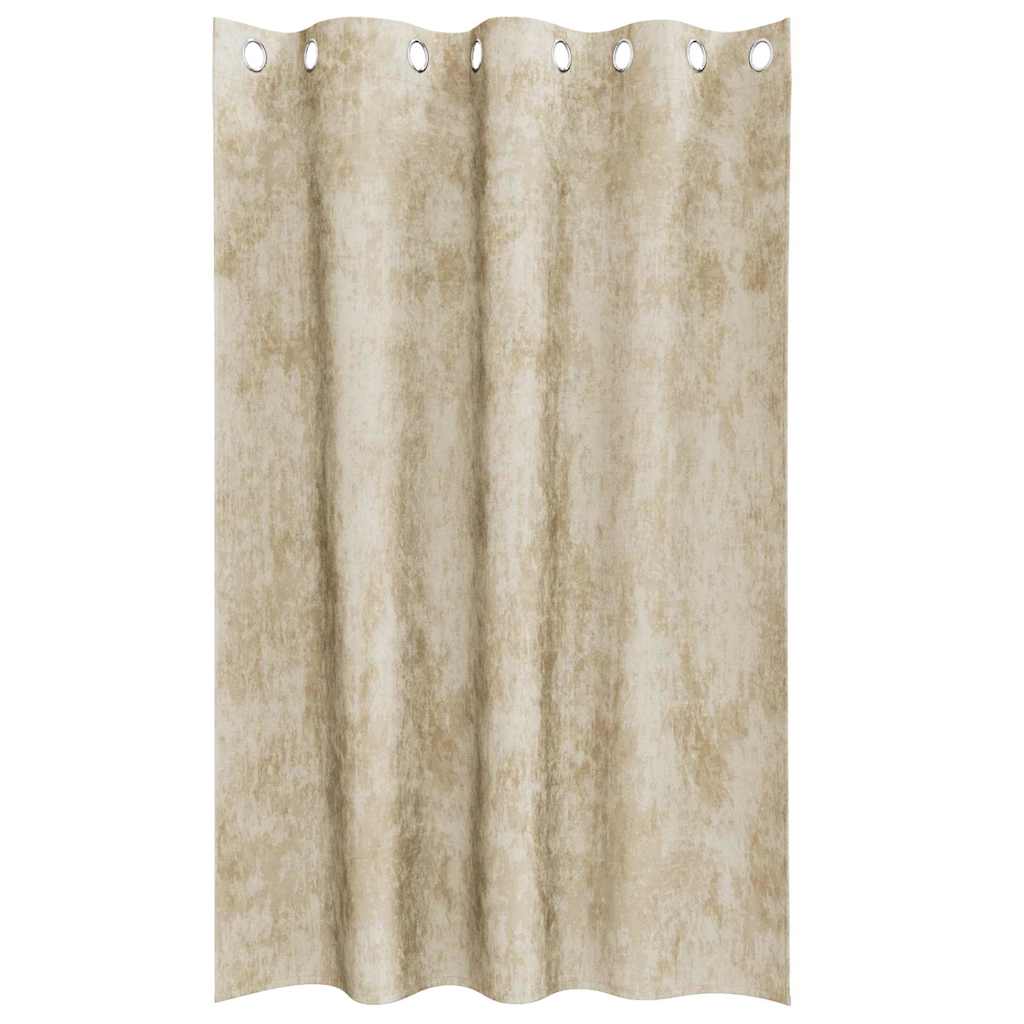 Curtain with Curtains 2 pcs Cream 175 x 140 cm Velvet
